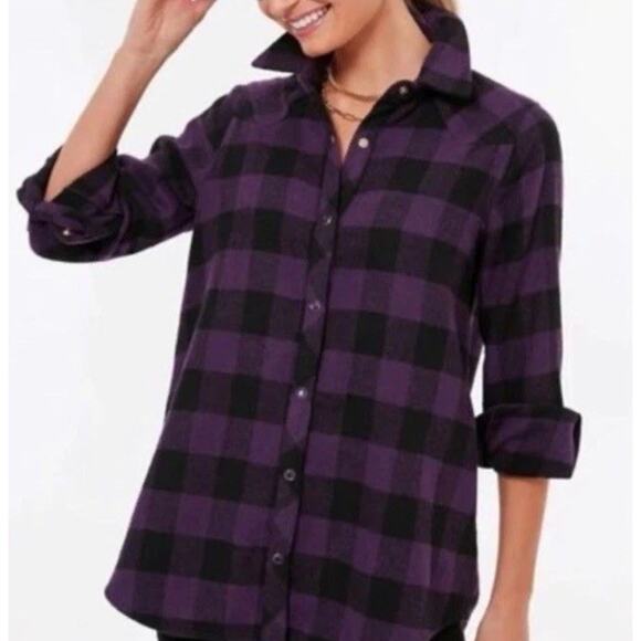 TUCKERNUCK Women’s Size Small CHECK PARKER Shacket Soft Jacket Purple Black